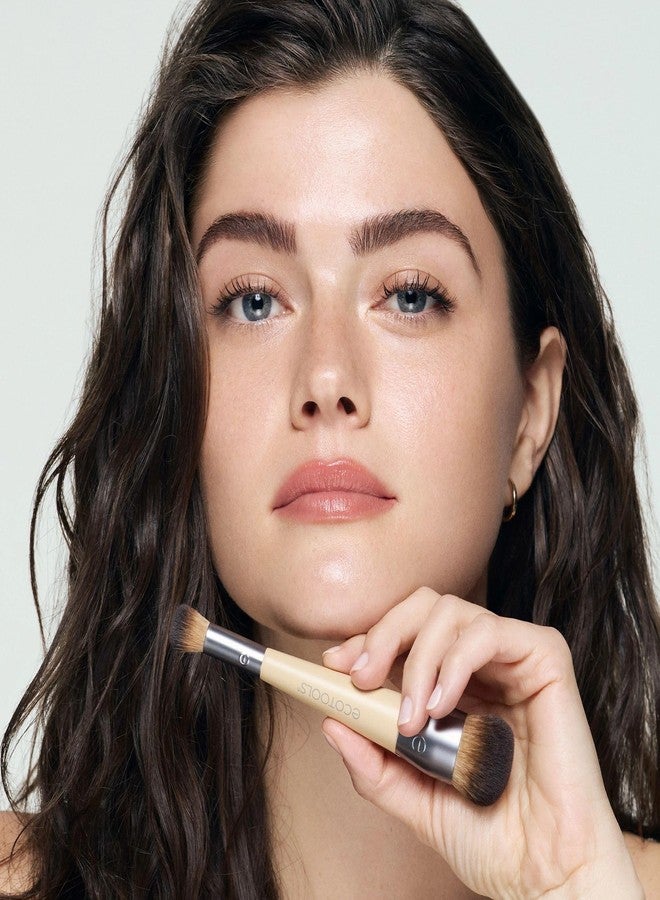 EcoTools Blend + Conceal Dual-Ended Makeup Brush, Foundation & Concealer Brush For Liquid & Cream Formulas, Face Makeup Brush, Synthetic Bristles, Vegan & Cruelty-Free, Travel & Eco-Friendly, 1 Count - Image 4